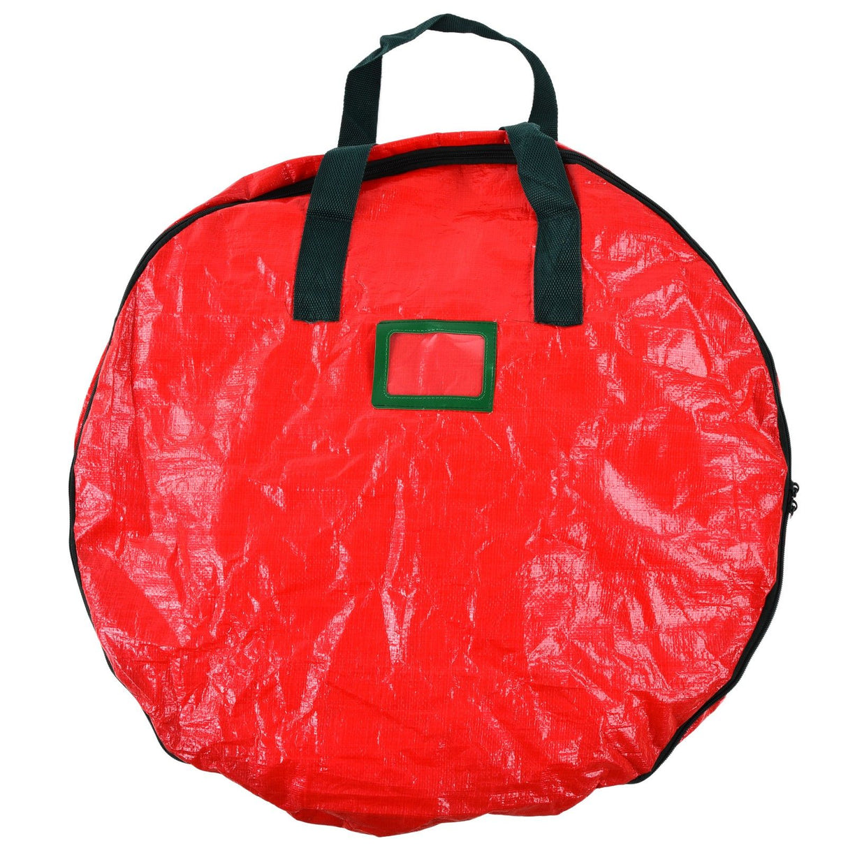 Christmas Wreath Storage Bag PE Woven Fabric Dustproof Round Red Storage Bag for Home Party Office