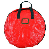 Christmas Wreath Storage Bag PE Woven Fabric Dustproof Round Red Storage Bag for Home Party Office