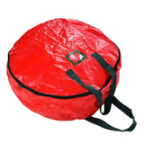 Christmas Wreath Storage Bag PE Woven Fabric Dustproof Round Red Storage Bag for Home Party Office