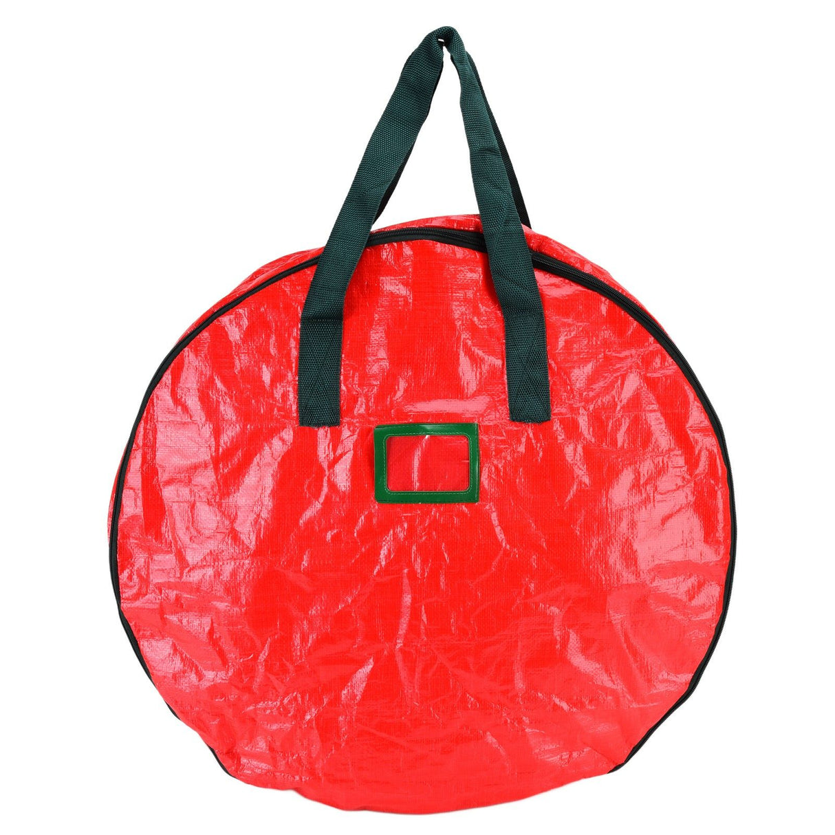 Christmas Wreath Storage Bag PE Woven Fabric Dustproof Round Red Storage Bag for Home Party Office
