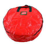 Christmas Wreath Storage Bag PE Woven Fabric Dustproof Round Red Storage Bag for Home Party Office - Low Angle