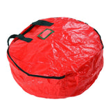 Christmas Wreath Storage Bag PE Woven Fabric Dustproof Round Red Storage Bag for Home Party Office