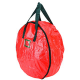 Christmas Wreath Storage Bag PE Woven Fabric Dustproof Round Red Storage Bag for Home Party Office