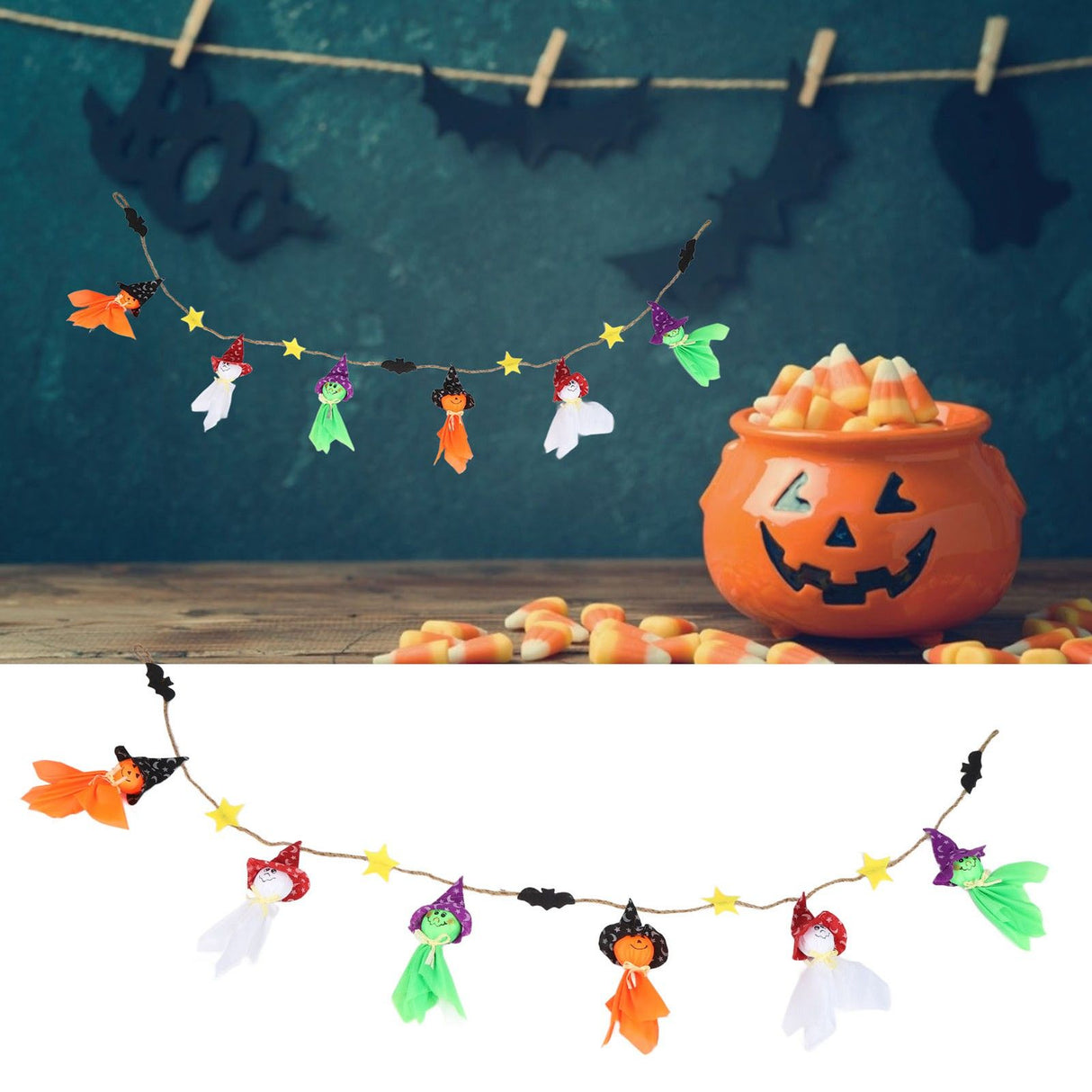 Pumpkin Witch Design Hanging Doll Halloween Pendant Ornament for Costume Party Bar DecorWithout Jingle Bell
