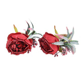 2Pcs Innovative Napkin Buckle Simulation Flower Napkin Ring Holder for Hotel RestaurantWine Red
