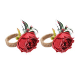 2Pcs Innovative Napkin Buckle Simulation Flower Napkin Ring Holder for Hotel RestaurantWine Red - Side View