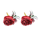 2Pcs Innovative Napkin Buckle Simulation Flower Napkin Ring Holder for Hotel RestaurantWine Red - 45-Degree Angle