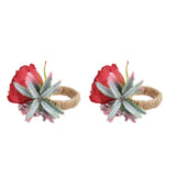 2Pcs Innovative Napkin Buckle Simulation Flower Napkin Ring Holder for Hotel RestaurantWine Red - Extra Image