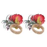 2Pcs Innovative Napkin Buckle Simulation Flower Napkin Ring Holder for Hotel RestaurantWine Red - Extra Image