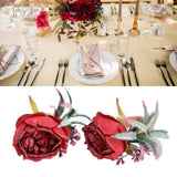 2Pcs Innovative Napkin Buckle Simulation Flower Napkin Ring Holder for Hotel RestaurantWine Red