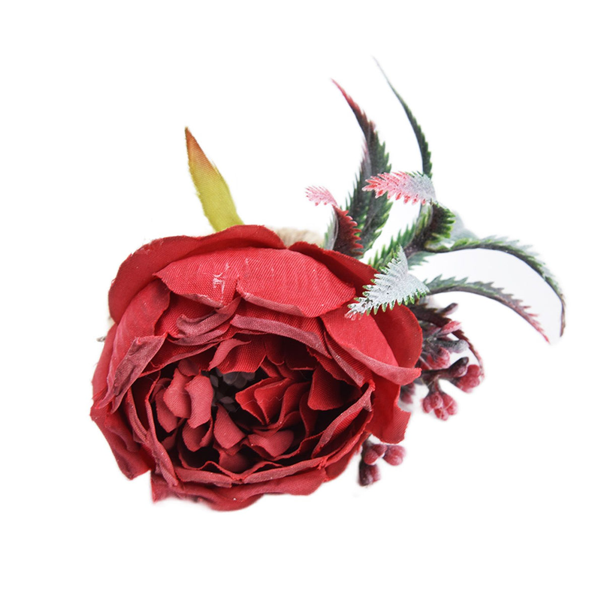 2Pcs Innovative Napkin Buckle Simulation Flower Napkin Ring Holder for Hotel RestaurantWine Red