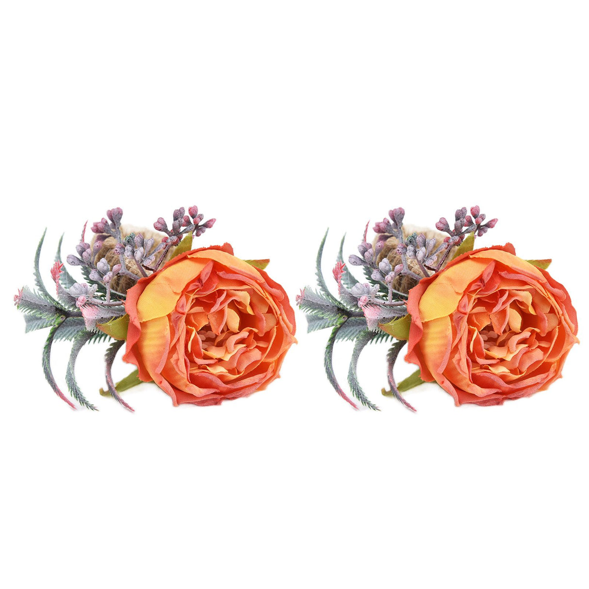 2Pcs Innovative Napkin Buckle Simulation Flower Napkin Ring Holder for Hotel RestaurantOrange