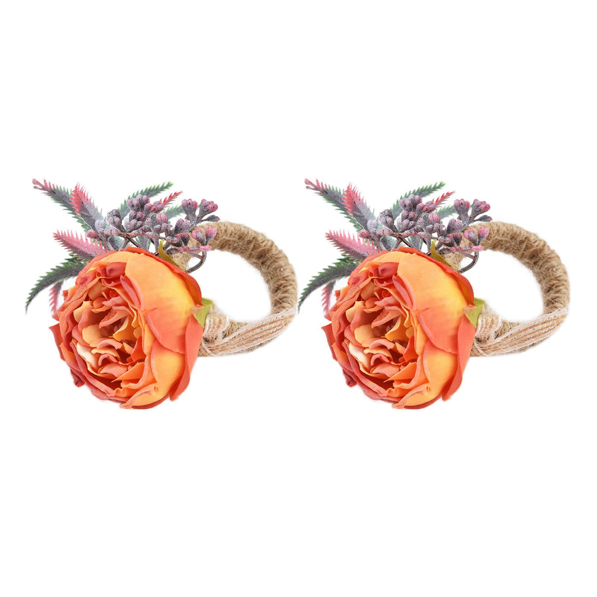 2Pcs Innovative Napkin Buckle Simulation Flower Napkin Ring Holder for Hotel RestaurantOrange