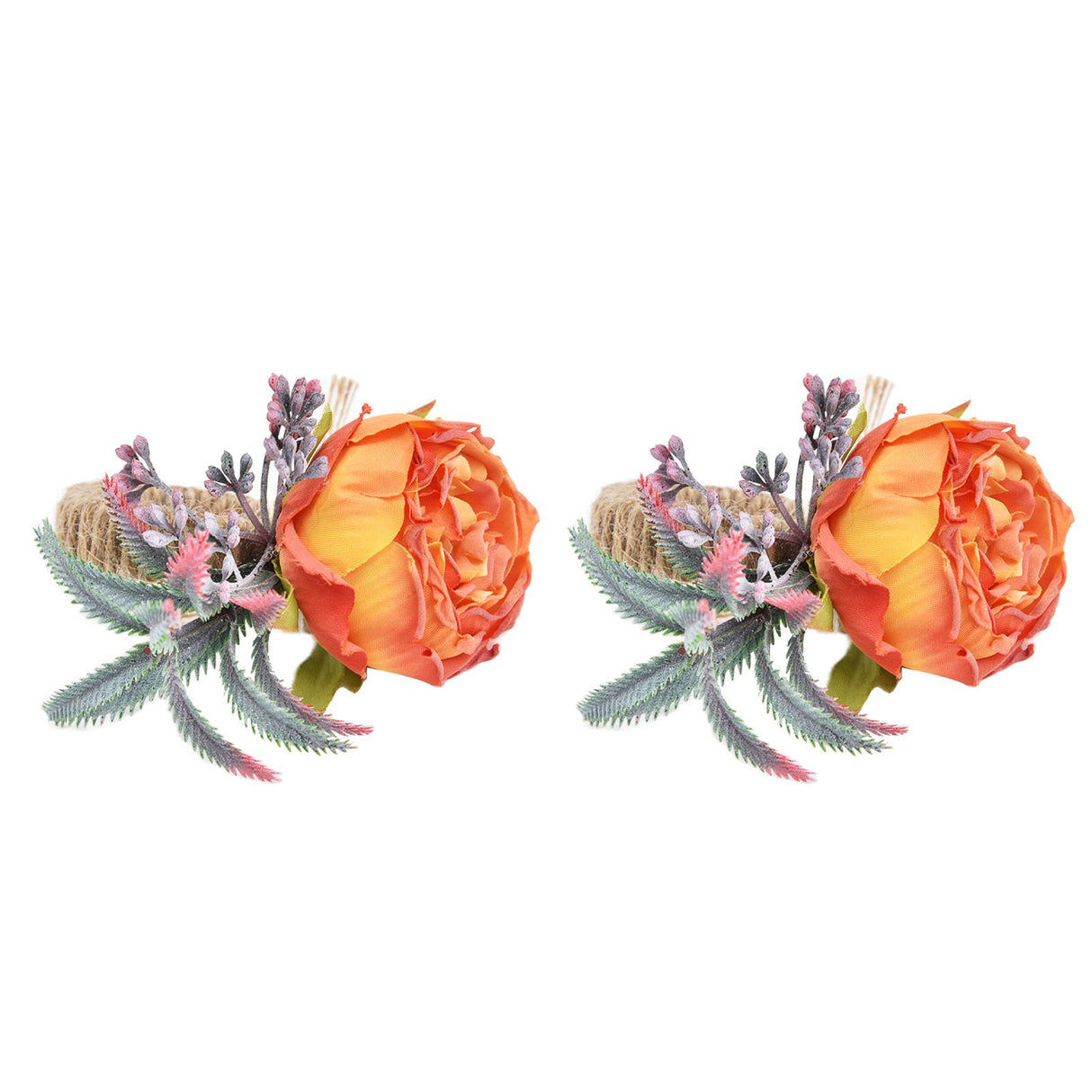 2Pcs Innovative Napkin Buckle Simulation Flower Napkin Ring Holder for Hotel RestaurantOrange