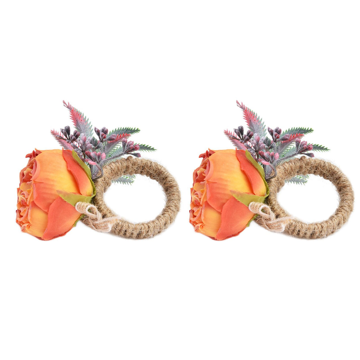 2Pcs Innovative Napkin Buckle Simulation Flower Napkin Ring Holder for Hotel RestaurantOrange