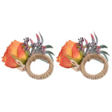 2Pcs Innovative Napkin Buckle Simulation Flower Napkin Ring Holder for Hotel RestaurantOrange