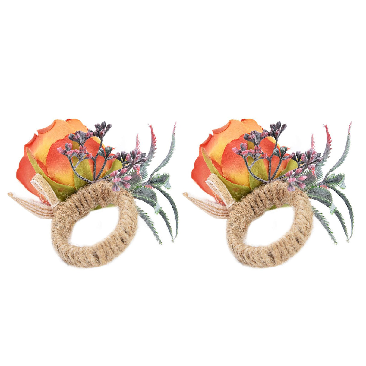 2Pcs Innovative Napkin Buckle Simulation Flower Napkin Ring Holder for Hotel RestaurantOrange