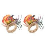 2Pcs Innovative Napkin Buckle Simulation Flower Napkin Ring Holder for Hotel RestaurantOrange
