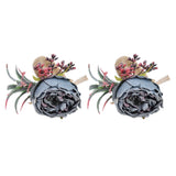 2Pcs Innovative Napkin Buckle Simulation Flower Napkin Ring Holder for Hotel RestaurantBlue