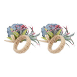 2Pcs Innovative Napkin Buckle Simulation Flower Napkin Ring Holder for Hotel RestaurantBlue