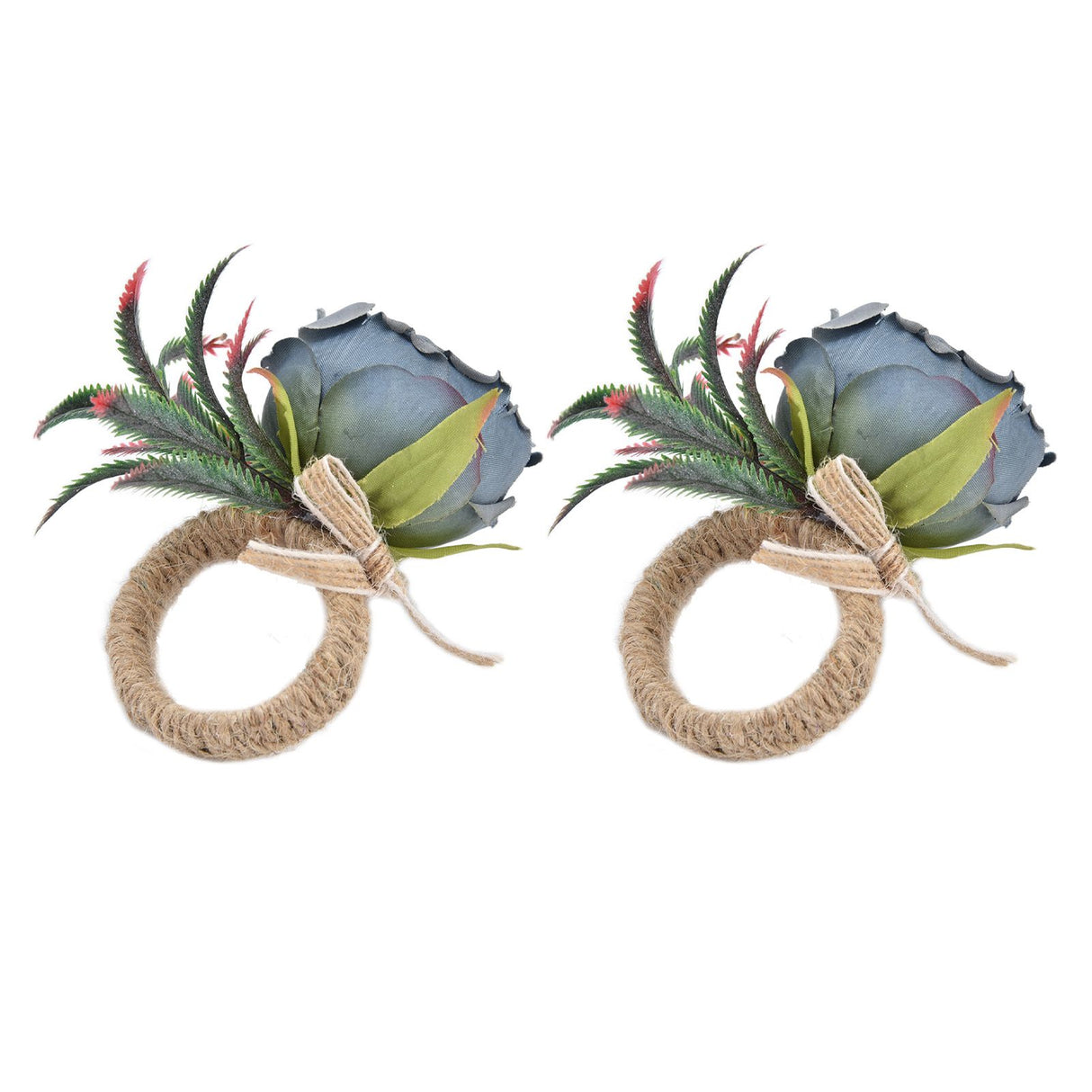 2Pcs Innovative Napkin Buckle Simulation Flower Napkin Ring Holder for Hotel RestaurantBlue