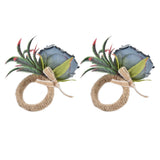 2Pcs Innovative Napkin Buckle Simulation Flower Napkin Ring Holder for Hotel RestaurantBlue - Close-Up Angle