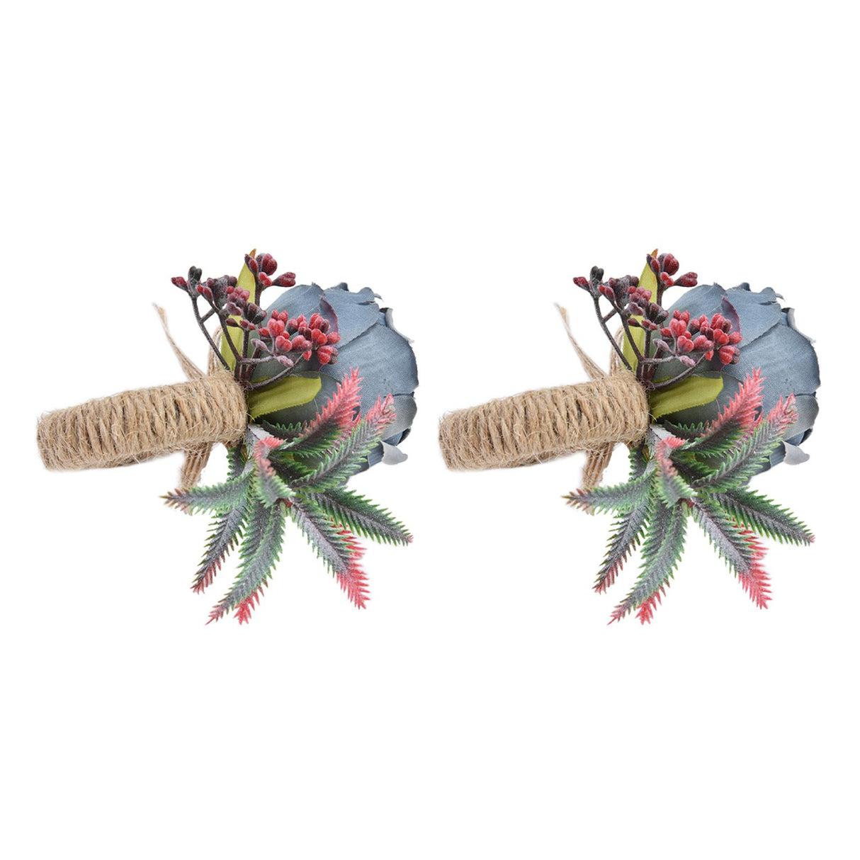2Pcs Innovative Napkin Buckle Simulation Flower Napkin Ring Holder for Hotel RestaurantBlue