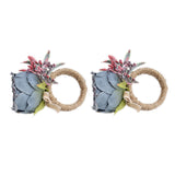2Pcs Innovative Napkin Buckle Simulation Flower Napkin Ring Holder for Hotel RestaurantBlue - Extra Image