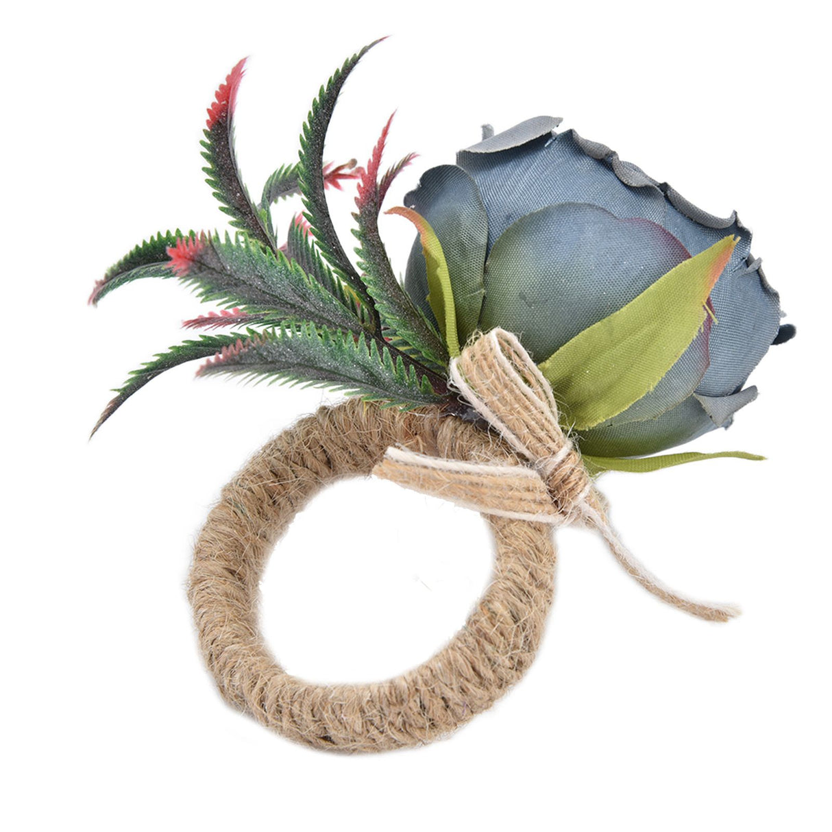 2Pcs Innovative Napkin Buckle Simulation Flower Napkin Ring Holder for Hotel RestaurantBlue