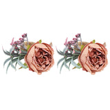 2Pcs Innovative Napkin Buckle Simulation Flower Napkin Ring Holder for Hotel RestaurantPink - Top-Down View