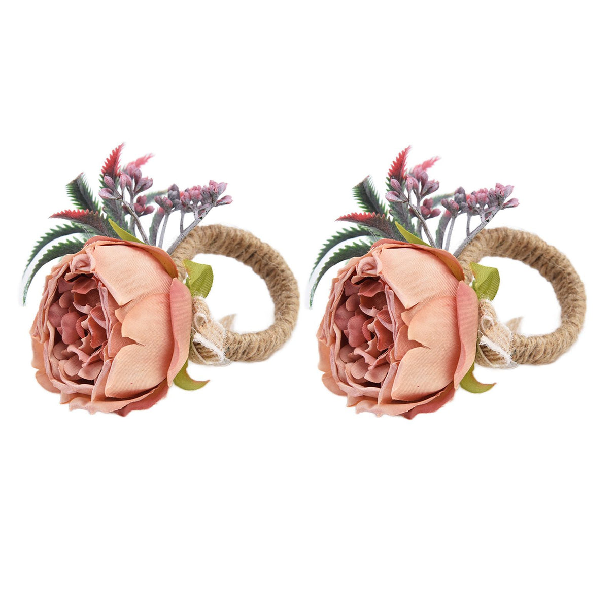 2Pcs Innovative Napkin Buckle Simulation Flower Napkin Ring Holder for Hotel RestaurantPink