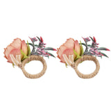 2Pcs Innovative Napkin Buckle Simulation Flower Napkin Ring Holder for Hotel RestaurantPink