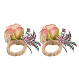 2Pcs Innovative Napkin Buckle Simulation Flower Napkin Ring Holder for Hotel RestaurantPink - Close-Up Angle