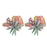 2Pcs Innovative Napkin Buckle Simulation Flower Napkin Ring Holder for Hotel RestaurantPink - Low Angle