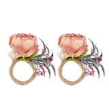 2Pcs Innovative Napkin Buckle Simulation Flower Napkin Ring Holder for Hotel RestaurantPink - Extra Image