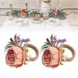 2Pcs Innovative Napkin Buckle Simulation Flower Napkin Ring Holder for Hotel RestaurantPink