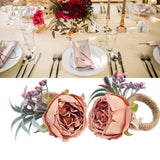 2Pcs Innovative Napkin Buckle Simulation Flower Napkin Ring Holder for Hotel RestaurantPink