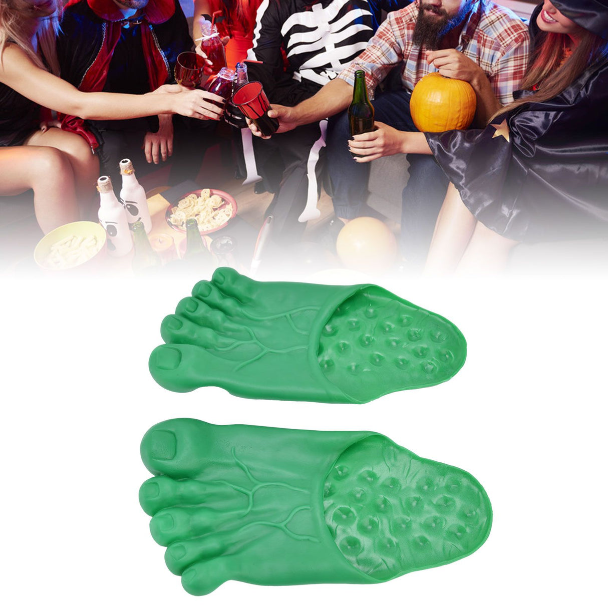 1 Pair Large Foot Slippers Shoes Cover Halloween Cosplay Costume Props Party AccessoriesGreen