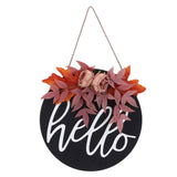 Thanksgiving Wreath Wooden Sign Door Hanging Welcome Sign Wreath Listing Home DecorationMaple Flower