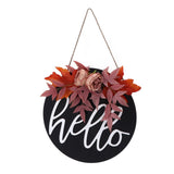 Thanksgiving Wreath Wooden Sign Door Hanging Welcome Sign Wreath Listing Home DecorationMaple Flower