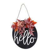 Thanksgiving Wreath Wooden Sign Door Hanging Welcome Sign Wreath Listing Home DecorationMaple Flower - Close-Up Angle