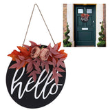 Thanksgiving Wreath Wooden Sign Door Hanging Welcome Sign Wreath Listing Home DecorationMaple Flower - Extra Image