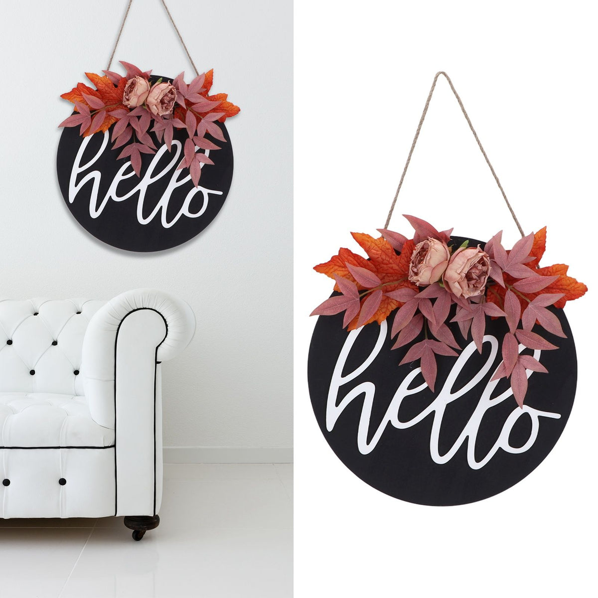 Thanksgiving Wreath Wooden Sign Door Hanging Welcome Sign Wreath Listing Home DecorationMaple Flower