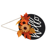 Thanksgiving Wreath Wooden Sign Door Hanging Welcome Sign Wreath Listing Home DecorationMaple Leaf Sunflower - Front View