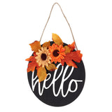 Thanksgiving Wreath Wooden Sign Door Hanging Welcome Sign Wreath Listing Home DecorationMaple Leaf Sunflower - Close-Up Angle