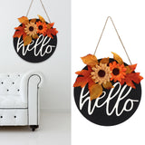 Thanksgiving Wreath Wooden Sign Door Hanging Welcome Sign Wreath Listing Home DecorationMaple Leaf Sunflower - Extra Image
