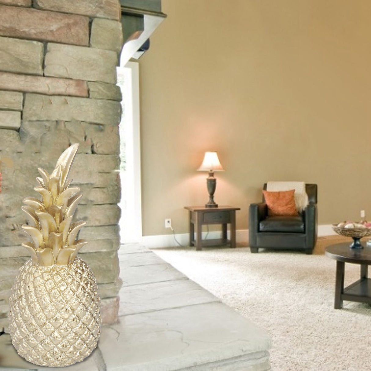 Resin Artificial Pineapple Decoration Household Decorative Pineapple Nordic Home Desk Decor DecorationGold, Medium