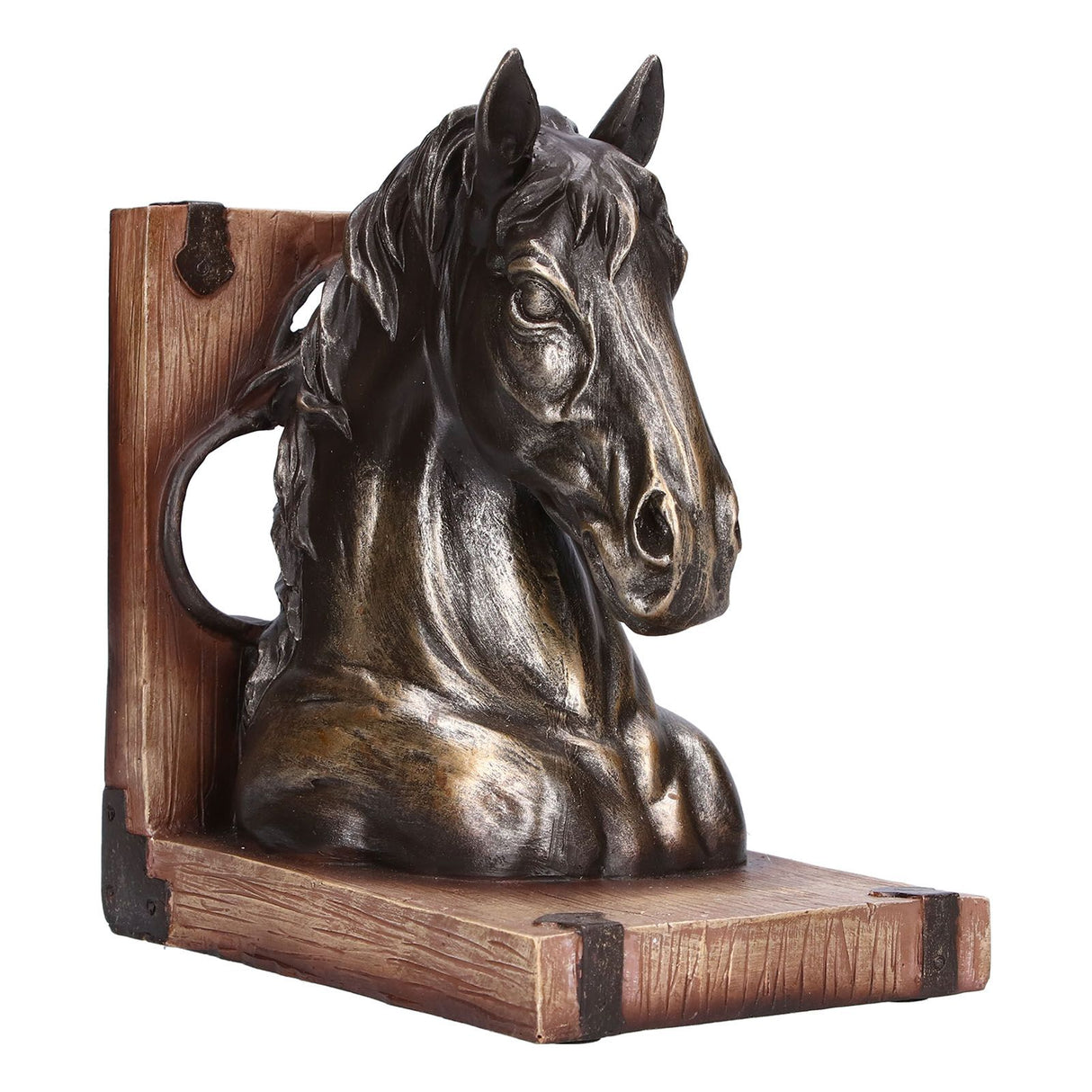 Multifunctional Horse Head Sculpture Resin Horse Bookends for Home Office Living RoomBS20900 Bronze Horse
