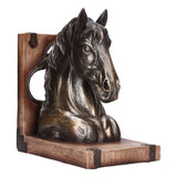 Multifunctional Horse Head Sculpture Resin Horse Bookends for Home Office Living RoomBS20900 Bronze Horse
