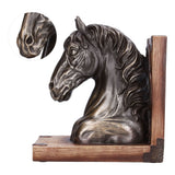 Multifunctional Horse Head Sculpture Resin Horse Bookends for Home Office Living RoomBS20900 Bronze Horse
